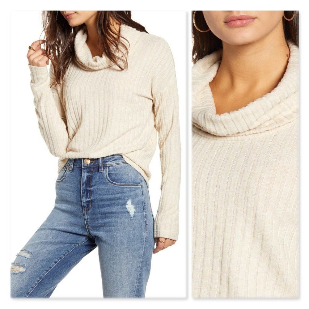 BP. Cozy Ribbed Turtleneck Top sz Small in Oatmeal